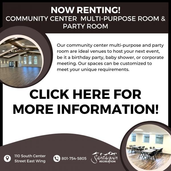 Now renting community center rooms